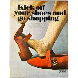 AT&T "Kick Off Your Shoes and Go Shopping" Vintage Print Ad 1967